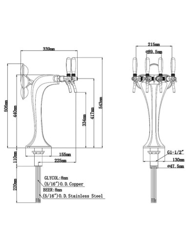 Torre cobra 4 vias PVD LED