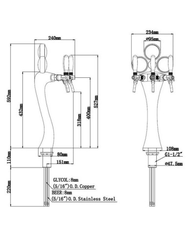 Torre dispensadora Elegance de 3 salidas LED
