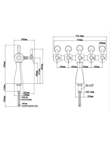 Torre parisian 5 vias cromada LED (Talos)